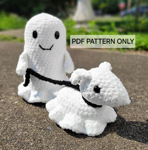 PDF PATTERN Ghost Dog Walker Amigurumi Crochet Pattern. Pattern Only - Etsy Crochet Ghost, Ghost Dog, Fun Crochet Projects, Blanket Yarn, Halloween Crochet, Dog Walker, Crochet Basics, Half Double Crochet, Chain Stitch