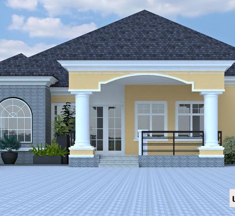 Simple Bungalow House Designs, Modern Bungalow House Plans, Modern Bungalow House Design, Bungalow Style House, Bungalow Floor Plans, Bungalow Style House Plans, 3 Bedroom Flat, Affordable House Plans, House Balcony Design