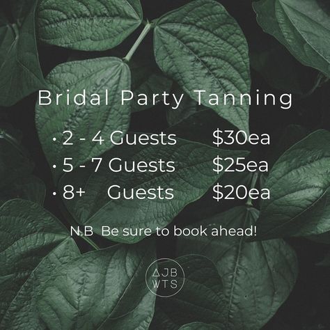 🔔 Calling all brides & bridesmaids! 🏹 Get ready to glow on your special day with our flawless airbrushed Spray Tans. 👰🏼 The more in your bridal party, the more you save! 🌟 ✨ Book a group session for the ultimate pre-wedding Spray Tan & enjoy discounted rates as your party grows. 👰🏻 Your wedding day deserves perfection, & so do you. 🌸 Pro tip: Schedule your Spray Tan trial a day before your make-up trial to ensure the perfect blend & seamless look on your big day. 🪞 Let’s make your weddi... Spray Tan Packages, Bridal Spray Tan Packages, Spray Tan Party Ideas, Airbrush Tanning Room Ideas, Rose Esthetics, Spray Tan Guide, Spray Tan Party, Spray Tan Business Marketing, Spray Tan Studio