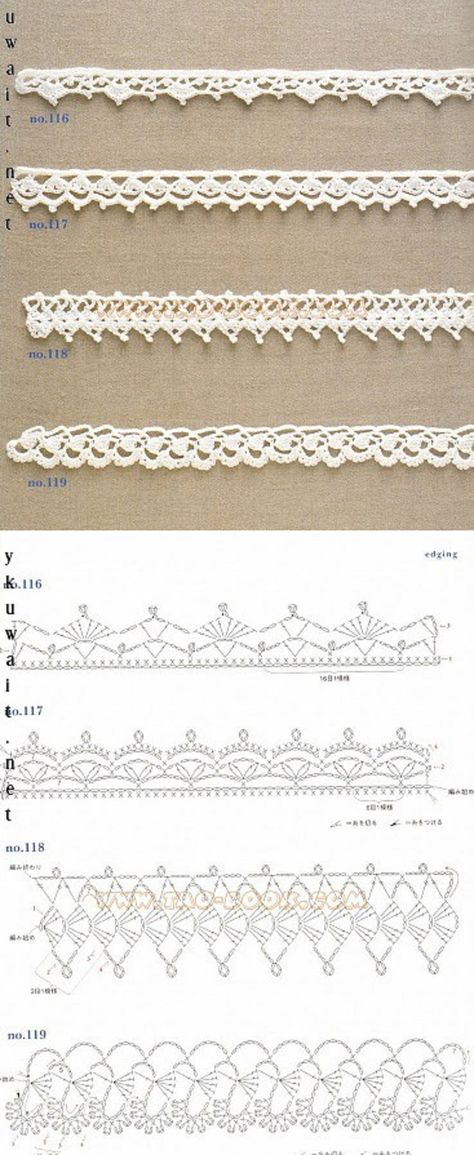 #_Crochet Edgings and diagrams. Choker Patterns, Írska Čipka, Crochet Edging Pattern, Virkning Diagram, Háčkovaná Čipka, Háčkované Lemy, Confection Au Crochet, Crochet Geek, Crochet Edging Patterns