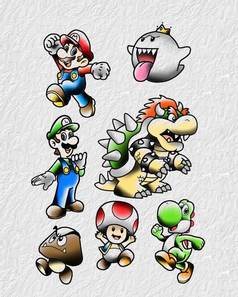 Mario Flash Tattoo, Tattoo Party, Mario Tattoo, Friends Tattoo, Gaming Tattoo, Tattoo Apprentice, Super Mario Art, Mario Art, Mario Bros.