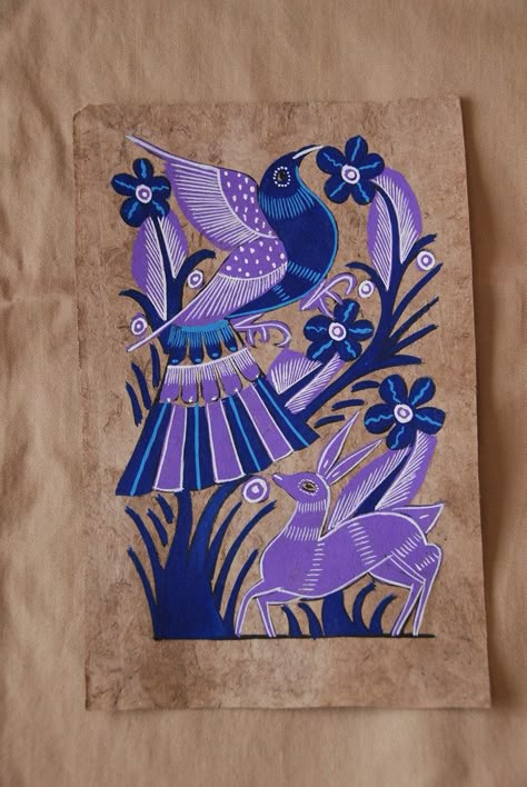 Mexican Folk Art Birds, Mexican Bird Art, Mexican Folk Art Painting, Bark Painting, Painted Skulls, Mexican Paintings, Gond Painting, Mexican Culture Art, Folk Style