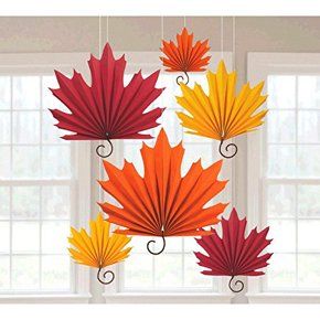 Paper Fan Decorations, Autumn Paper, Fan Decoration, Colors Of Fall, Leaf Ornament, Thanksgiving Party, Autumn Crafts, Harvest Decorations, Paper Fans