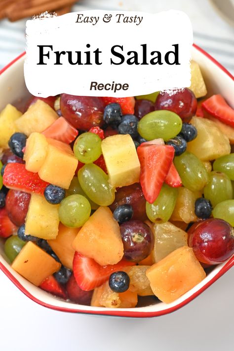 Fruit Salad Fruit Mix Salad, Easy Fresh Fruit Desserts, Lettuce Salad With Fruit, Fruit Mix Ideas, Fresh Fruit Salad Recipe Simple, Chopped Fruit Salad, Christmas Fruit Salad Recipes, Fruit Salad With Orange Juice, Fruit Dishes For Parties