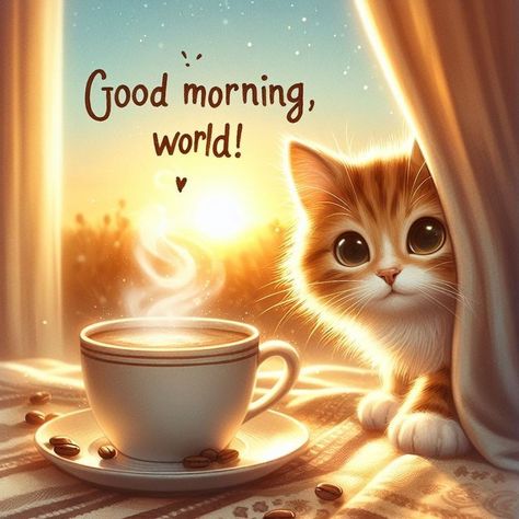 Cat Saying Good Morning, Emotional Burnout, Saying Good Morning, Funny Animal Clips, Good Morning Sister Quotes, Good Morning Animals, Good Morning Cat, Good Morning Sister, Morning Cat