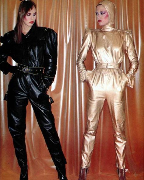 Disco Lemonade, Azzedine Alaïa, Claude Montana, 1980's Fashion, Leather Jumpsuit, 70’s Fashion, Jumpsuit Men, Leder Outfits, 1980s Fashion