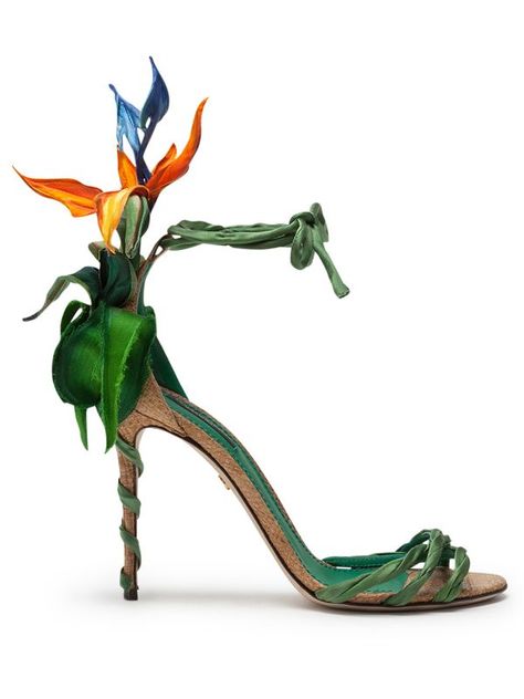 Satin Sandals, Dress Loafers, Open Toe High Heels, Bird Of Paradise, Dolce E Gabbana, Green Satin, Birds Of Paradise, Green Silk, Dolce & Gabbana