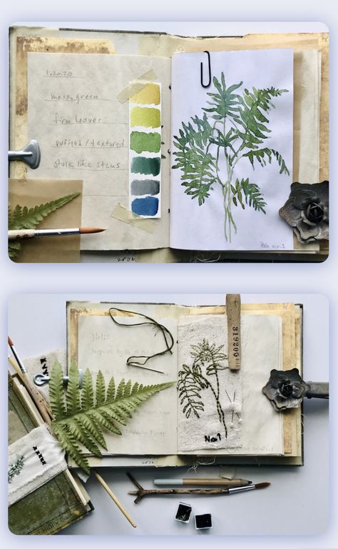 Herbarium Book Ideas, Botanical Scrapbook, Nature Junk Journal, Botanical Sketchbook, Nature Journaling, Whimsical Art Journal, Nature Projects, Nature Sketch, Paper Collage Art