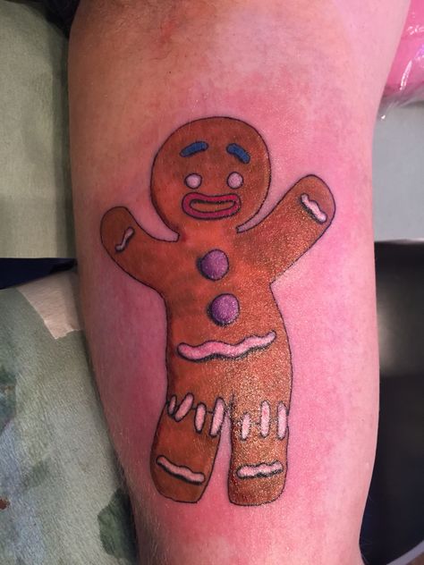 Ginger bread man tattoo Gingerbread Man Tattoo, 90s Cartoon Tattoos, Bacon Tattoo, Tattoos Funny, Pin Up Tattoo, Man Tattoo, Bread Man, Up Tattoo, Pin Up Tattoos