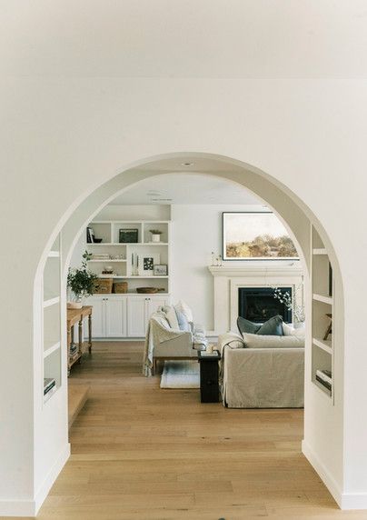 Foreman Archway With Doors, Large Archways In Homes, Above Archway Decor, Archway Closet, Archway Bookshelf, Rounded Archways In Homes, Drywall Archway, Internal Archways, Curved Archway In Home