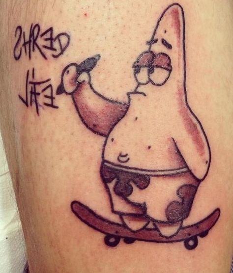 Patrick tattoo Patrick Star Tattoo, Patrick Tattoo, Mini Tattoo, Patrick Star, Star Tattoos, Mini Tattoos, Skull Tattoo, Tattoo Ideas, Tattoos