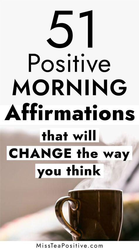 How to practice positive thinking? Here are 51 powerful morning affirmations to start your day with positivity! This list of positive affirmations include the best self love affirmations for women, daily motivation quotes for work, body positivity and gratitude mantras to live by for moms, words of affirmations for entrepreneurs, strong affirmations for confidence, short vision board words, law of attraction affirmations for success, early morning affirmations for positive mind, energy & change. Motivation Quotes For Work, Strong Affirmations, Words Of Affirmations, Short Positive Affirmations, Positive Morning Affirmations, Vision Board Words, Affirmations For Confidence, Positive Morning, Affirmations For Success