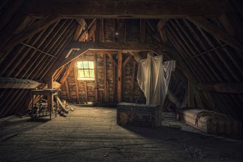 Ghost in the Attic! | Flickr - Photo Sharing! Aesthethics Types, Attic Aesthetic, Interior Concept Art, Voice Message, Desert Places, Dusty Attic, Creepy Houses, Anime Places, Attic Rooms