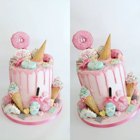 Drip Cakes, Bday Party, Donuts, Ice Cream, Birthday Cake, Baking, Cake, Birthday