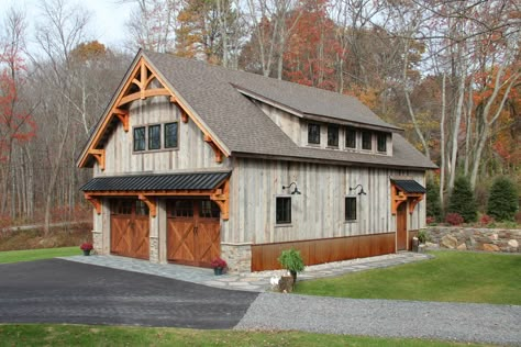 Sheds, Garages, Post & Beam Barns, Pavilions for CT, MA, RI & New England: The Barn Yard & Great Country Garages Barn Garage Plans, Mini Cabins, Barn Style Garage, Carport Modern, Pole Barn Garage, Garage Designs, Post And Beam Barn, Carriage House Garage, Garage Guest House