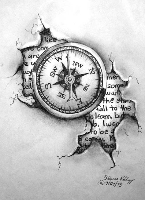 Unique clock drawing | Tattoo Design - Compass by shezaniftyblonde.deviantart.com on @ ... Sextant Tattoo, Compass Clock, Clock Drawings, Compass Drawing, Compass Tattoo Design, Kunst Tattoos, Tattoo Zeichnungen, Drawing Eyes, Compass Design