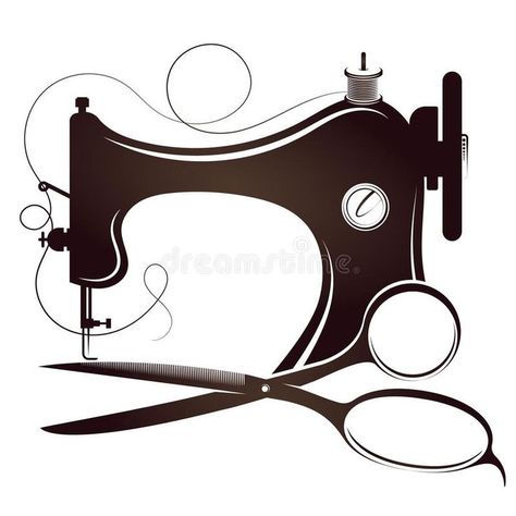 Sewing Machine Drawing, Machine Drawing, Sewing Logo, Wall Mural, Adobe Stock, Sewing Machine, Stock Vector, Mural, Sewing