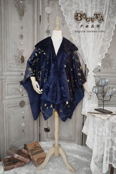 Celestial Clothes Men, Celestial Fashion Men, Celestial Aesthetic Clothes Men, Spacecore Fashion, Astrology Clothes, Wizard Cloak, Velvet Cloak, Dark Pattern, Space Outfit