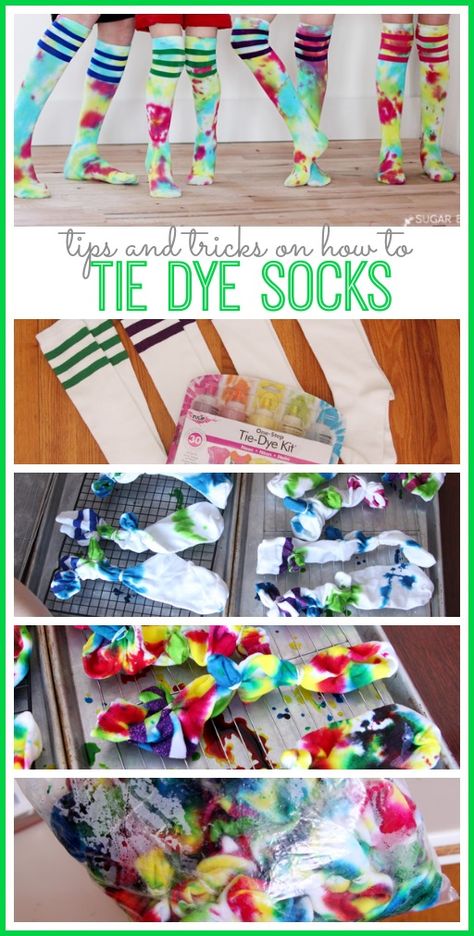 how to tie dye socks (tips and tricks) - - Sugar Bee Crafts Girls Camp Crafts, Ty Dye, Tie Dye Birthday, Tie Dye Party, Men Ties, Tie Dye Kit, Tie Dye Crafts, Tie Dye Socks, Diy Tie