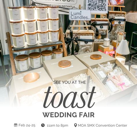 Save the date! Join us at the @toastweddingfair on February 24-25 at @smxconventioncenter! ❤️ Discover exclusive offers and make your dream wedding a reality with us! Can't wait to see you there! 💍 . . . . . . . . . . . . . . . . #LivingWithALumiCandle #LUMILifestyle #weddingfair #weddingfairconventioncenter #weddingsouvenirsph #philippineweddings #weddingdecor #customweddingfavors #luxuryweddings #signaturescentofthewedding #weddinginspo2024 #weddingdiscounts #weddingexpo #scentedcandles... Wedding Expo, Wedding Fair, Wedding Souvenirs, Luxury Wedding, Custom Wedding, Join Us, Save The Date, Scented Candles, See You