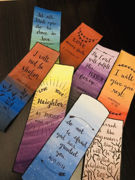 bible verse bookmarks, made the bookmarks myself! glad many of u like it:) dm if u like any of my digital wallpapers for a custom made one! Book Marks Bible Verse, Book Mark With Bible Verse, Bookmark Ideas Bible Verse, Bookmarks Handmade Bible Verse, Diy Bible Bookmarks Craft Ideas, Watercolor Bookmarks Bible Verse, Bible Quote Bookmarks, Bible Verses Bookmark, Verse Cards Diy