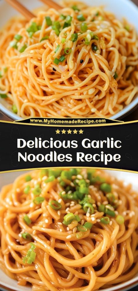 This Delicious Garlic Noodles Recipe is the perfect combination of savory garlic, butter, and noodles. It’s a quick and simple dish that’s packed with flavor and can be made in under 15 minutes. Ingredients: 8 oz spaghetti noodles 4 cloves garlic, minced 1/4 cup butter 2 tbsp soy sauce Quick, flavorful, and perfect for any weeknight dinner Quick Garlic Noodles, Meatless Noodle Recipes, Garlic Noodles Recipe Asian Oyster Sauce, Long Noodles For New Years, New Years Noodles Recipe, Creamy Sesame Noodles, Garlic Asian Noodles, Simple Asian Noodle Recipes, Recipes For Spaghetti Noodles