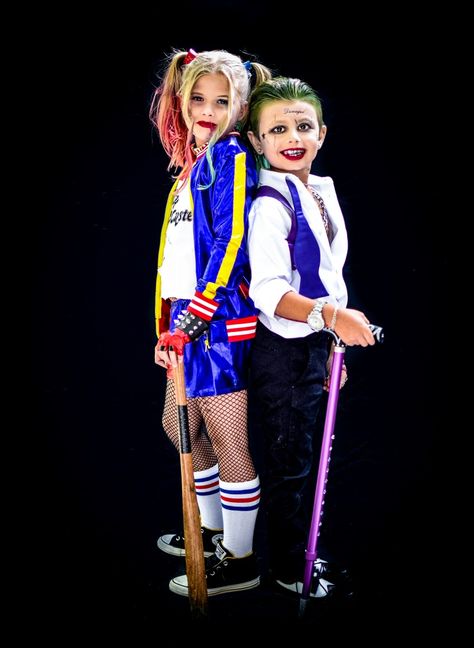 Harley Quinn Kids, Joker Harley Quinn, Joker Harley, Joker Costume, Pennywise The Dancing Clown, Homemade Costume, Harley Quinn Costume, Halloween 20, Kids Dress Up