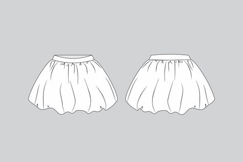 Premium Vector | Balloon skirt balloon skirt draw balloon skirt template Bubble Skirt Drawing, Mini Skirt Technical Drawing, Technical Drawing Skirt, Skirt Technical Drawing, Skirt Template, Fish Skirt, Skirt Drawing, Fashion Illustration Tutorial, Illustration Tutorial