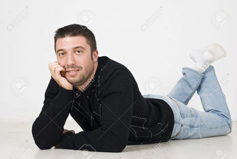 Guy Laying On Floor, Lay On Bed Pose, Male Laying Down Pose, Man Crawling Pose, Leaning On Table Reference, Man Lying Down Pose, Man Laying On Floor, Person Laying On Stomach Reference, Lying On Stomach Pose