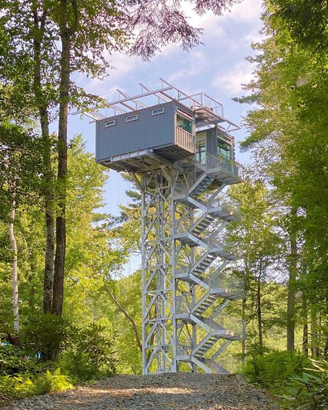 Container Cabin, Lookout Tower, River Forest, Off Grid Cabin, Building A Container Home, Container Architecture, Tower House, Casa Container, Georgia Usa