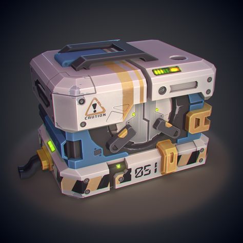 "Stylized Loot box" by Sophie Almecija Sci Fi Props, Hard Surface Modeling, Motorbike Design, Props Art, Marble Run, Seni 3d, River Boat, Retro Futuristic, Cosplay Props