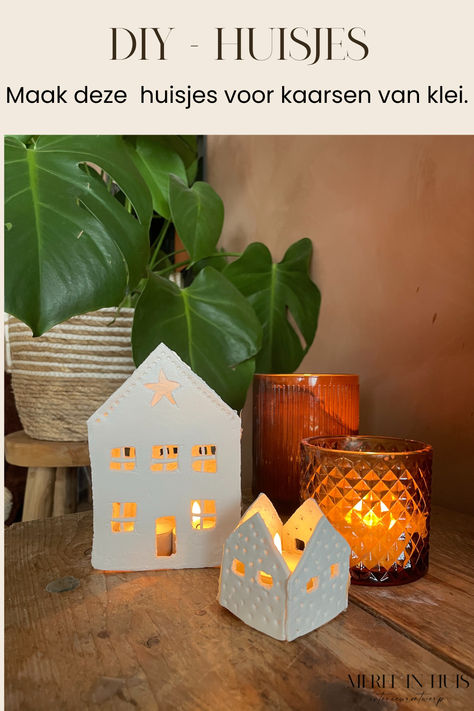 Met deze DIY maak je in een paar simpele stappen jouw eigen kaarsenhouders van zelfdrogend klei. Leuk voor waxinelichtjes of LED_kaarsjes. Leuk als kerstdecoratie of als aanvulling bij jouw winterse decoratie in huis. Diy Clay, Craft Stick Crafts, Halloween, Christmas, Art