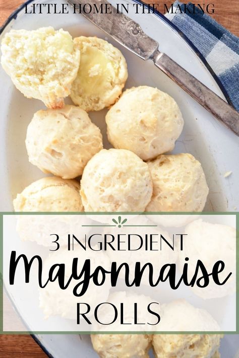 Mayonnaise Rolls Recipe, Easy Roll Recipe, Mayonnaise Rolls, Biscuits With Milk, Mayonnaise Biscuits, Biscuits Self Rising Flour, Angel Food Cake Desserts, Homemade Biscuits Recipe, Homemade Buns