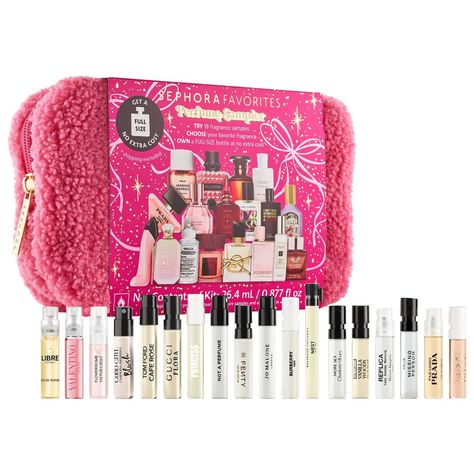 Final Sale: No returns or exchanges.Find the best value with this perfume sampler set. Perfectly giftable, this set comes with 18 sample-size fragrances ranging from florals and warm and spicy to fresh citrus scents. Choose your favorite, and then take the included scent certificate to any US Sephora store or sephora.com to redeem for a full size of your favorite featured fragrance at no extra cost.This Set Contains:- 0.05 oz/ 1.5 mL BURBERRY Her Eau de Parfum- 0.05 oz/ 1.5 mL Carolina Herrera G Sephora Gift Sets, Valentino Parfum, Good Girl Blush, Parfum Carolina Herrera, Parfum Gucci, Sephora Store, Burberry Her, Carolina Herrera Good Girl, Sephora Sale