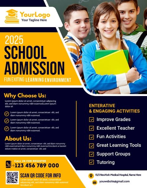 9,210+ school admission Customizable Design Templates | PosterMyWall Leaflets Ideas School, School Admission Brochure, School Posters Design, Tution Class Advertisement Template, School Flyer Design Templates, Education Banner Design Ideas, School Advertisement Poster Design, School Advertising Poster Ideas, School Promotion Ideas