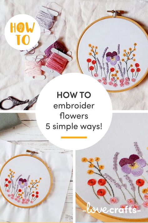 Floral Embroidery Techniques, Embroidery Beginner Pattern Free, Easy Diy Embroidery Patterns, Small Floral Embroidery Patterns, Embroidered Flower Pattern, Easy Floral Embroidery Patterns Free, Stitching Flowers Embroidery, Small Flower Embroidery Designs Easy, Beginning Embroidery Patterns