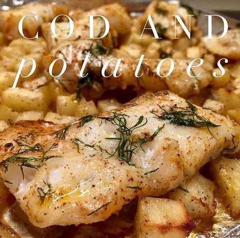 Cod And Potatoes, White Fish Recipes Baked, How To Cook Cod, Roasted Cod, Baked Cod Recipes, Cod Fish Recipes, White Fish Recipes, Fish Recipes Baked, Healthy Potato Recipes