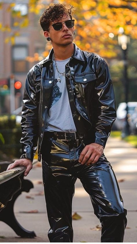 Black Leather Pants, Duct Tape, and Pretty Boys Men's Leather Style, Gay Costume, Leather Jeans Men, Tight Leather Pants, Mens Leather Clothing, Pants Outfit Men, Vinyl Clothing, Mens Leather Pants, Shiny Pants