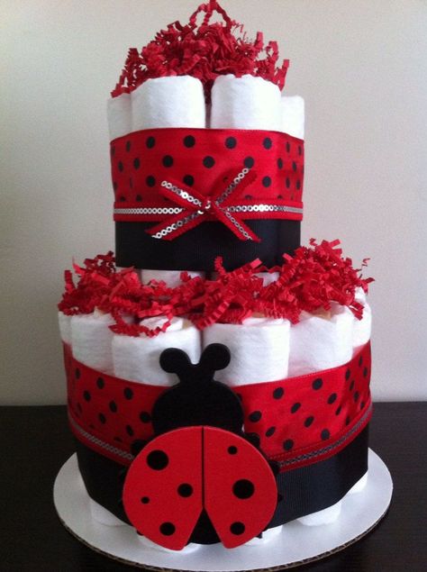 Ladybug Baby Shower Decorations, Ladybug Baby Shower Theme, Ladybug Baby Shower, Ladybug Baby, Ladybug Decorations, Baby Ladybug, Ladybug Theme, Baby Shower Crafts, Baby Shower Diaper Cake