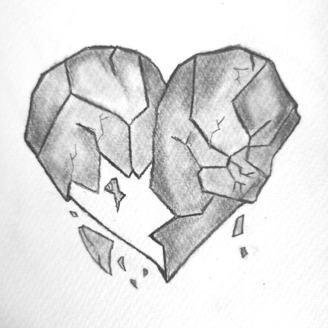 Drawing Of A Heart Breaking, Healed Heart Drawing, Things To Draw Heartbreak, Drawing Ideas Heart Break, Stone Heart Drawing, Broken Hearted Painting Ideas, Heart Break Drawings, Breakup Drawing Reference, Sketsa Broken Home