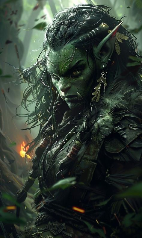 Orc Woman, Unearthed Arcana, Female Orc, Geisha Art, Roleplay Characters, Fantasy Portraits, Alien Concept Art, Dungeons And Dragons Homebrew, Fantasy Warrior