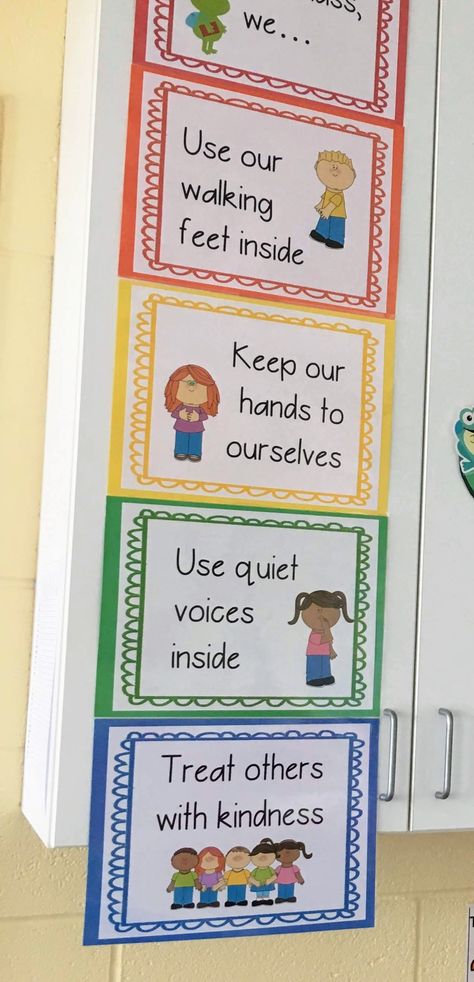 This set of colorful rainbow Class Rules for the early childhood or preschool classroom helps promote a positive classroom environment and establish routines and expectations for the youngest of students Preschool Classroom Rules, Preschool Classroom Setup, Preschool Rules, Classroom Management Preschool, Positive Classroom Environment, Classroom Rules Poster, Preschool Rooms, Prek Classroom, Classroom Expectations