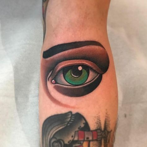 Eye Tattoo by Fulvio Vaccarone Green Eyes Tattoo, One Eye Tattoo, Tattoo Meaning Ideas, Eye Tattoo Meaning, Tiger Eyes Tattoo, Egyptian Eye Tattoos, Eye Tattoos, Eyes Tattoo, Tattoo Color