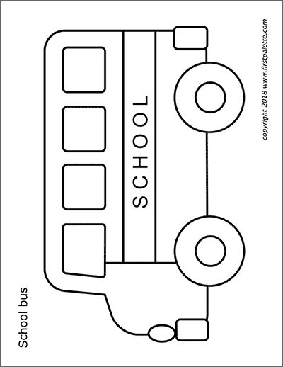 Cars and Vehicles | Free Printable Templates & Coloring Pages | FirstPalette.com Bus Printable Template, School Bus Free Printable, Printable School Bus Template, Coloring For Preschool Free Printable, Transportation Coloring Pages Free, Free Printable Templates Crafts, School Bus Art Preschool, School Bus Preschool Craft, School Bus Activities For Toddlers