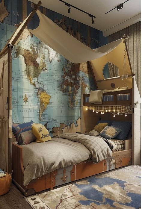 Boys Explorer Bedroom, Explorer Bedroom, Teenager Bedroom Design, Kids Beds For Boys, Boy's Rooms, Teenager Bedroom, Kids Bed Design, Children's Bedroom Ideas, Childrens Bedroom