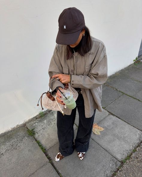 A Sunday fit that I enjoyed. Ft some cow slides for £5 on vinted 🐄 🍵 🧢 @norseprojects 🥿 @vinted 💼 @zara 👖 @freepeopleeu 👕 @palomawooletta     COWPRINT MULES SHOES CANVAS JACKET  STRADAVARIUS  BROWN  AUTUMN OUTFIT  MONTY BAGS  BAGS BY MONTY  RED AUTUMN LOOK OUTFIT Brown Cow Print Shoes, Cow Bag Outfit, Cow Print Shoes Outfit, Cowhide Outfit, Cow Slides, Cow Print Outfit, Cow Print Shoes, Outfits Japan, Mules Outfit