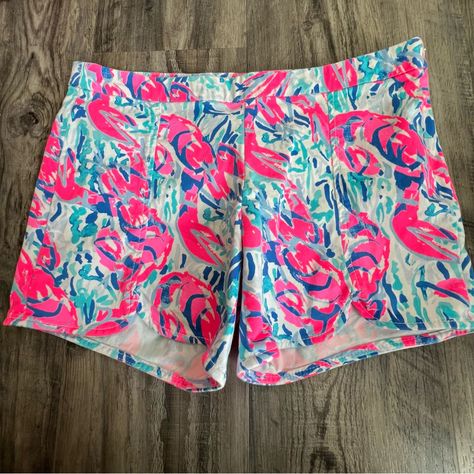 Lilly Pulitzer Hazelle Stretch Shorts Beyond The Sea (29185) Size 4 Bright Neon Pink Blue Teal And White Hidden Side Zipper Closure 2 Back Welt Pockets Shorts Are In Excellent Condition Look Brand New! Measurements Are Pictured Waist 16 Inches Flat Rise 7 3/4 Inches Inseam Almost 5 Inches Beyond The Sea, Lilly Pulitzer Shorts, Stretch Shorts, Blue Teal, Shorts With Pockets, Welt Pockets, Neon Pink, Welt Pocket, Lilly Pulitzer