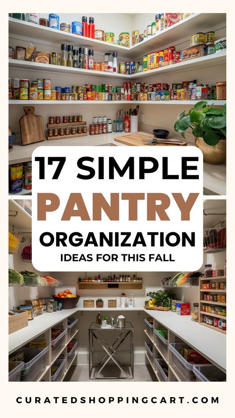 Discover 17 simple pantry organization tips to create a stylish and functional kitchen! Create dedicated zones for snacks, baking supplies, and beverages. These practical solutions will keep your pantry neat and organized. Pantry storage solutions, kitchen organization tips, home storage solutions, pantry tips and tricks, kitchen storage ideas, home organization ideas, pantry organization ideas, pantry design, pantry ideas, pantry organization ideas small, pantry organization ideas walk in. Organized Food Pantry, How To Organize A Pantry Closet, Garage Pantry Organization Ideas, Pantry Organization Ideas Walk In, Pantry Decorating Ideas, Large Pantry Organization, Organized Pantry Ideas, Pantry Organization Ideas Small, Simple Pantry Organization