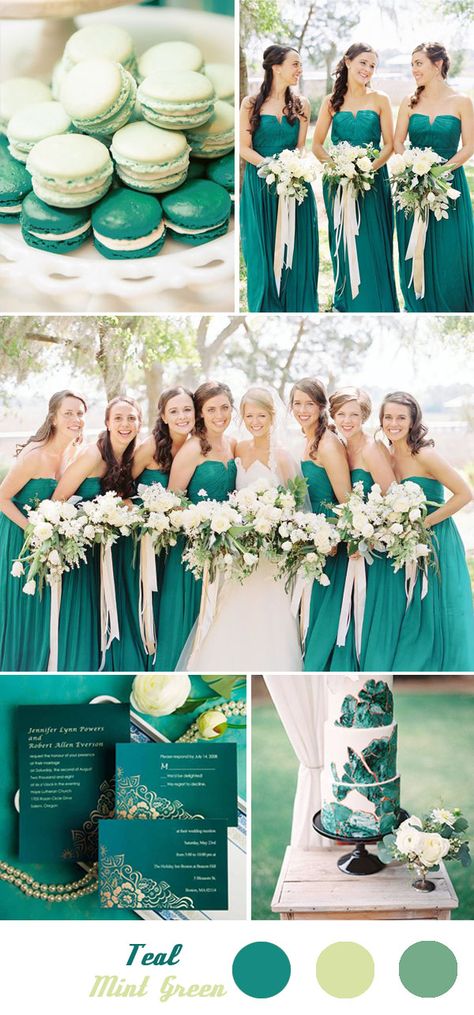 teal and mint green spring and summer wedding color ideas Green Spring Wedding, Wedding Color Palette Summer, Wedding Color Scheme, Wedding Themes Spring, Wedding Color Ideas, Spring Wedding Colors, Palette Ideas, Teal Wedding, Summer Wedding Colors