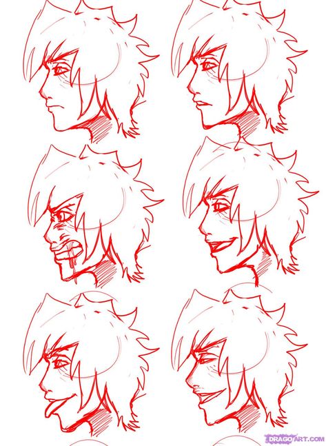 Mouths Side View, How To Draw Profile, Cartoon Side View, Draw Profile, Drawing Body Proportions, Side View Drawing, Facial Expressions Drawing, Smile Drawing, Realistic Eye Drawing